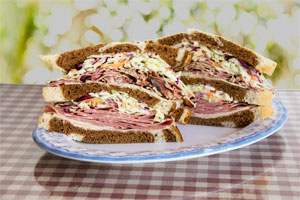 Hot Corned Beef & Pastrami Sandwich on Rye